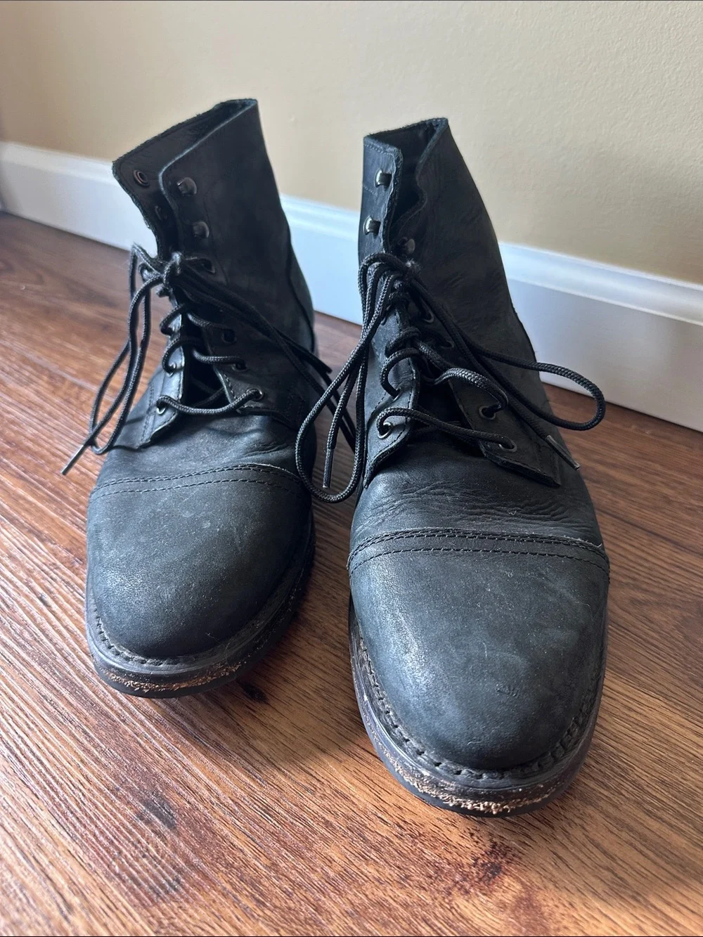 Thursday Boot Co Mens Captain Lace Up Boots Black Matte Leather 10.5